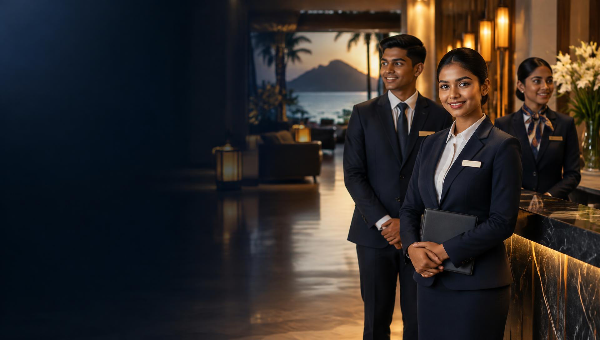 Voynova hospitality trainees at a Mauritius resort